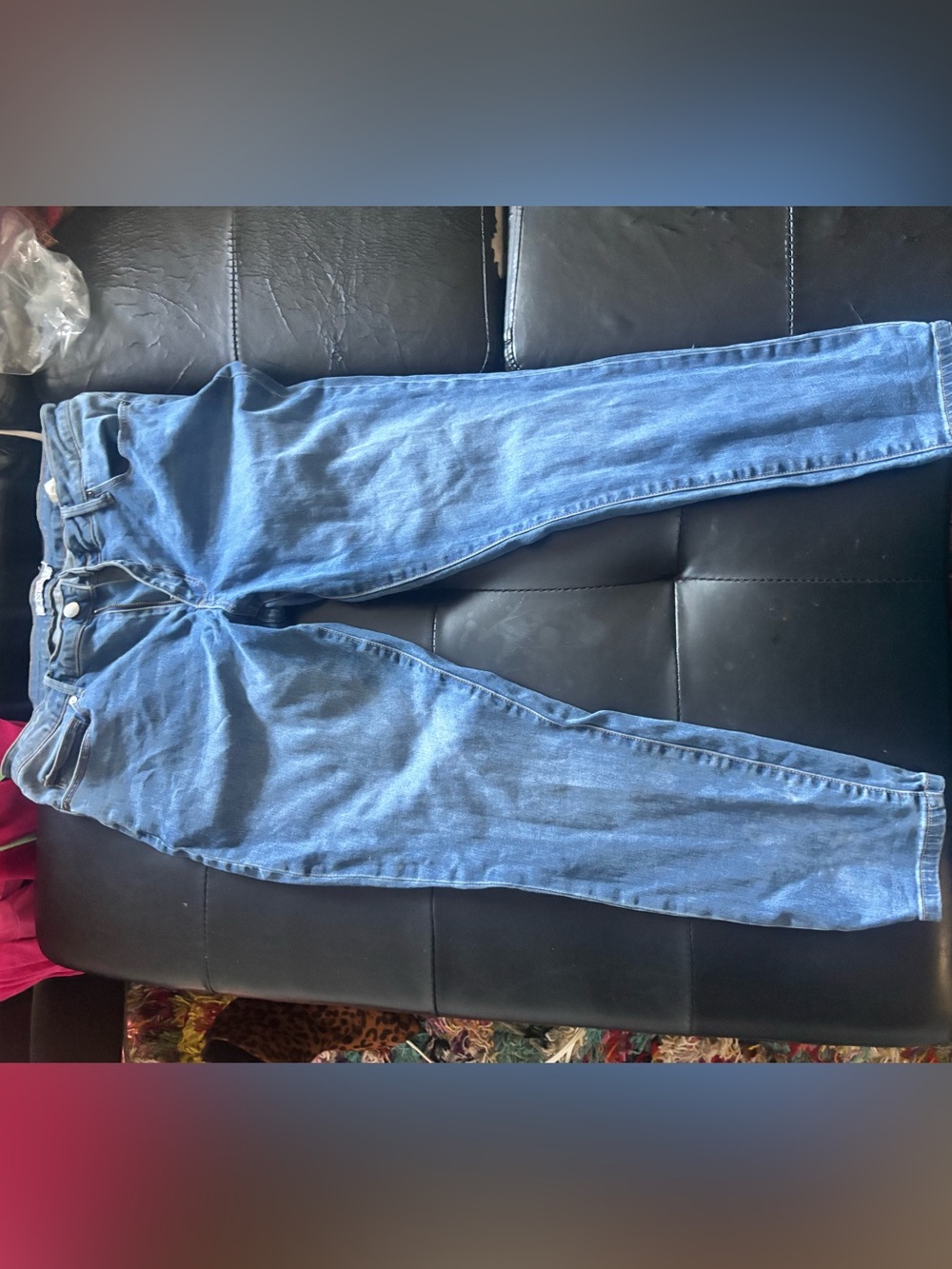 JustFab Blue Denim Jeans with Contrast Stitching 33
